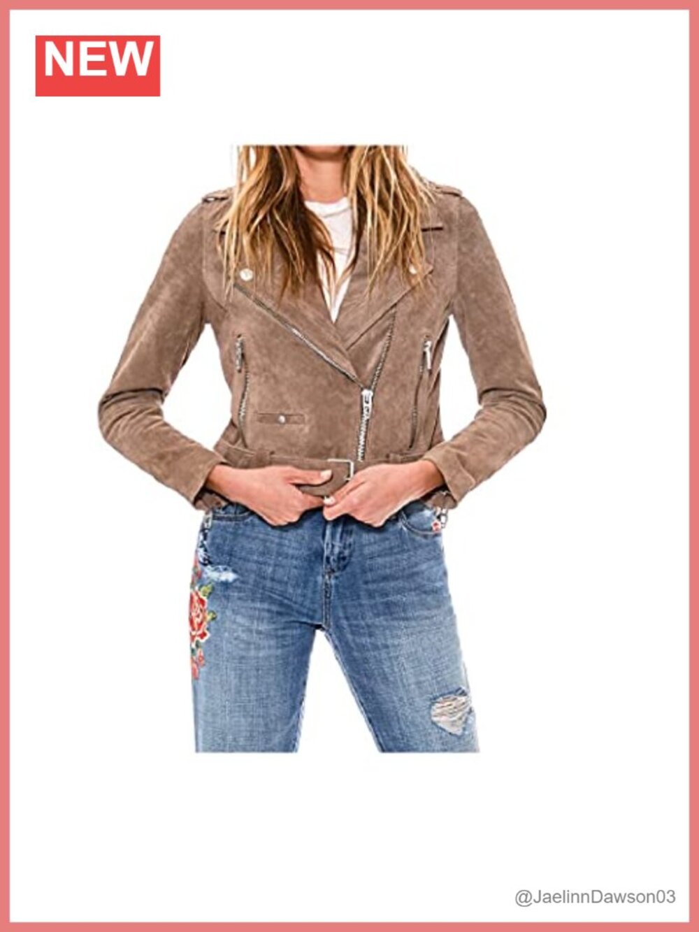 Suede Moto Jacket Asymmetrical Zip Front Fitted Aviator